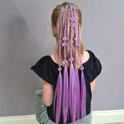 Braided Glitter Tinsel Ponytail Extension Purple