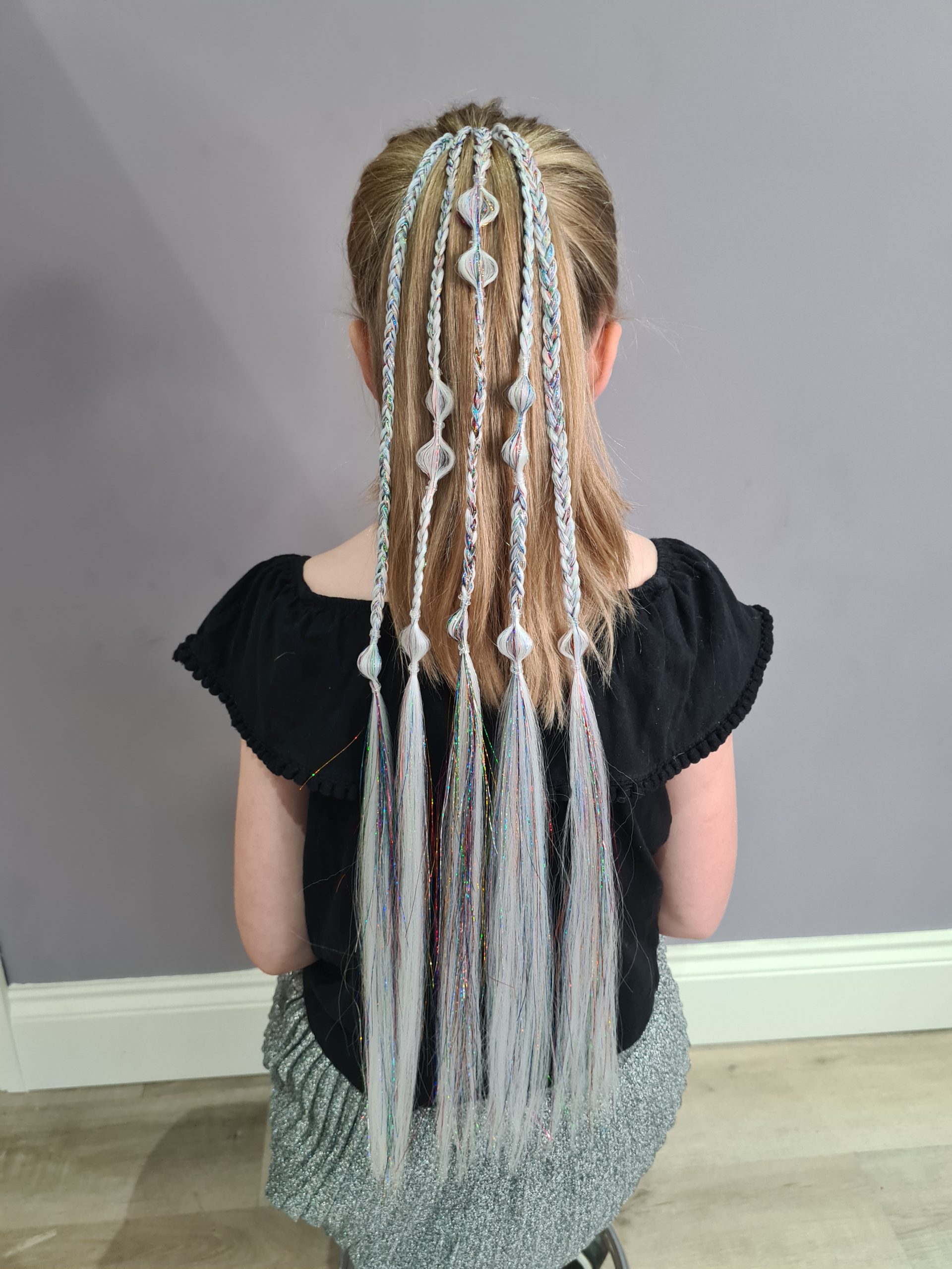 Braided Glitter Tinsel Ponytail Extension Multi Sparkly