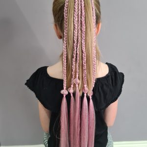Braided Glitter Tinsel Ponytail Extension Pink Sparkly