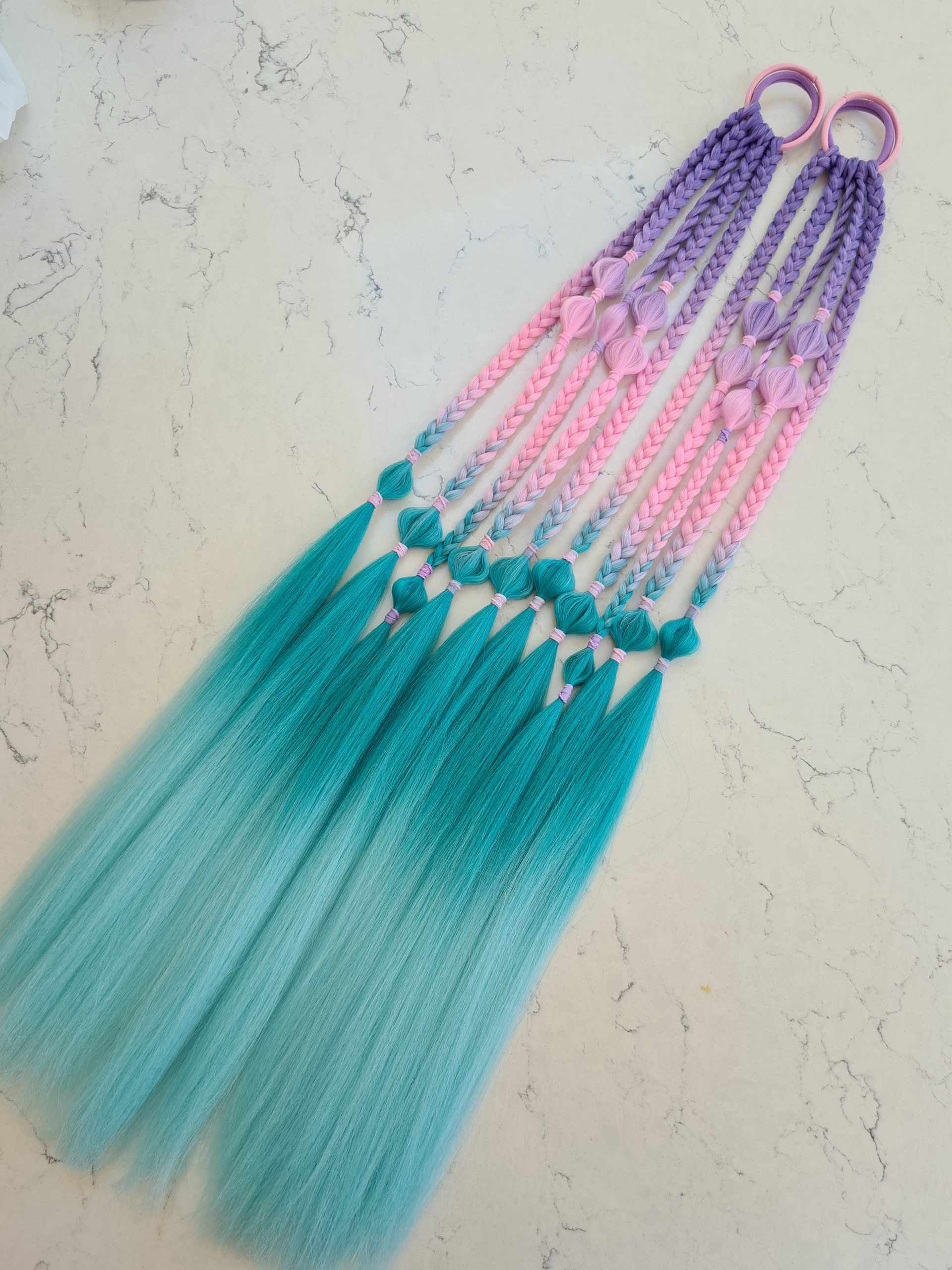 Braided Ponytail Extension Pastel Rainbow